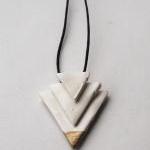 White & Gold Dipped Geometric Necklace